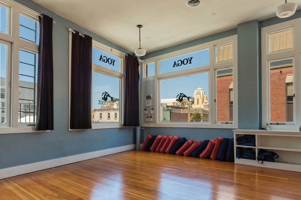 interior light filled yoga studio